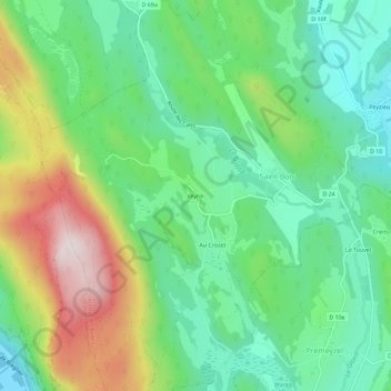 Mappa topografica Veyrin, altitudine, rilievo