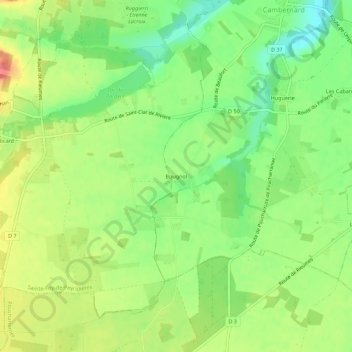 Mappa topografica Bougnol, altitudine, rilievo
