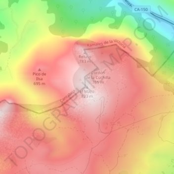 Mappa topografica El Mazo, altitudine, rilievo