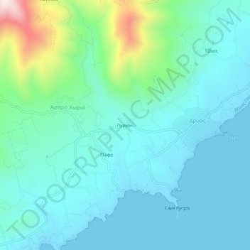 Mappa topografica Pyrgaki, altitudine, rilievo