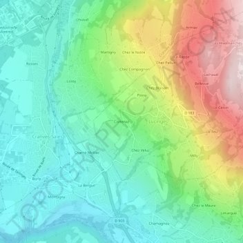 Mappa topografica Cortenaz, altitudine, rilievo