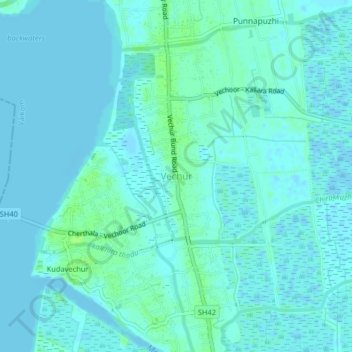 Mappa topografica Vechur, altitudine, rilievo