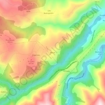 Mappa topografica Moure, altitudine, rilievo