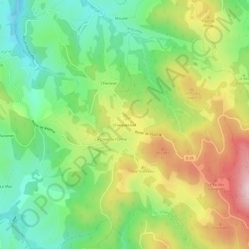 Mappa topografica Charguéraud, altitudine, rilievo