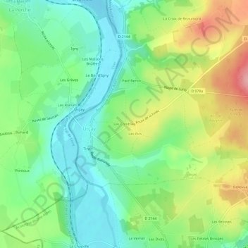 Mappa topografica Les Combles, altitudine, rilievo
