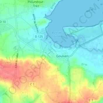 Mappa topografica Ty Poas, altitudine, rilievo