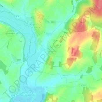 Mappa topografica Mornay, altitudine, rilievo