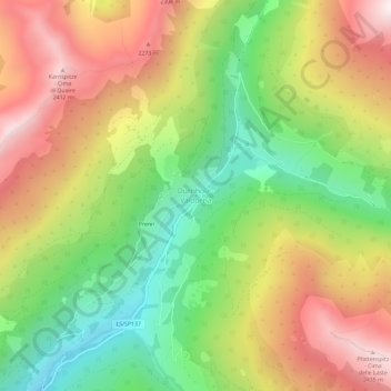 Mappa topografica Valdurna, altitudine, rilievo