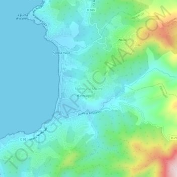 Mappa topografica Molini / u Mulini, altitudine, rilievo