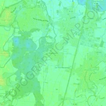 Mappa topografica Wibolsheim, altitudine, rilievo