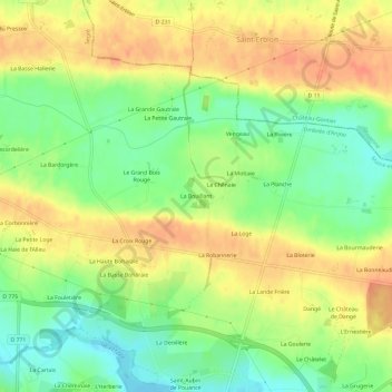 Mappa topografica La Bouillant, altitudine, rilievo