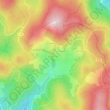 Mappa topografica Le Goutterin, altitudine, rilievo