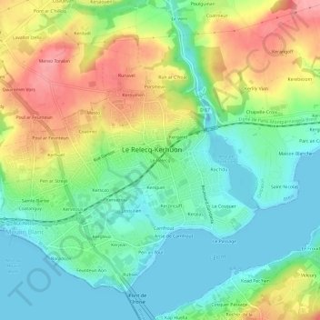 Mappa topografica Le Relecq, altitudine, rilievo
