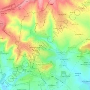 Mappa topografica Le Moulin à Vent, altitudine, rilievo