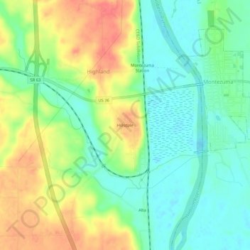 Mappa topografica Hillsdale, altitudine, rilievo