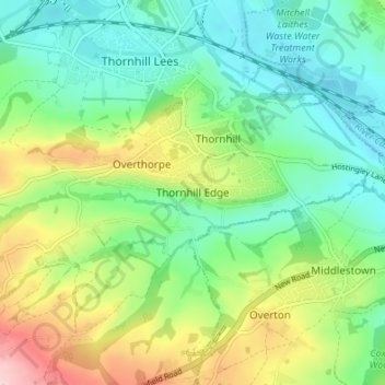 Mappa topografica Thornhill Edge, altitudine, rilievo