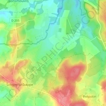 Mappa topografica Les Gastineaux, altitudine, rilievo