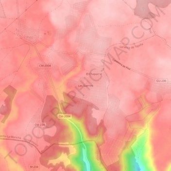 Mappa topografica Las Suertes, altitudine, rilievo