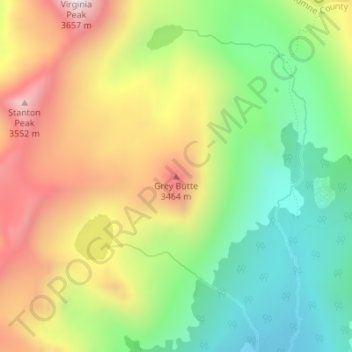 Mappa topografica Grey Butte, altitudine, rilievo