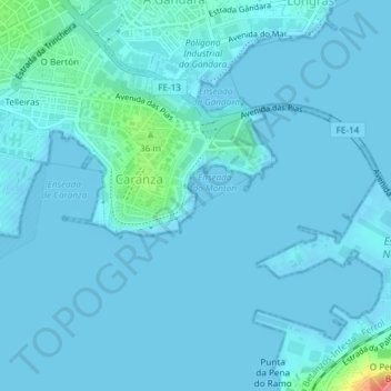 Mappa topografica Punta do Carballo, altitudine, rilievo