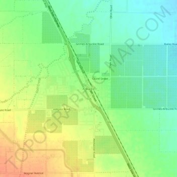 Mappa topografica Arbuckle, altitudine, rilievo