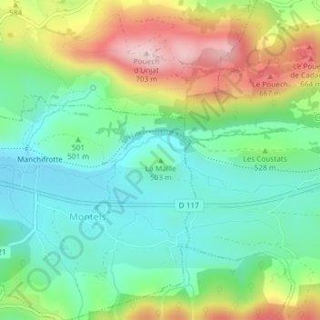 Mappa topografica La Maille, altitudine, rilievo