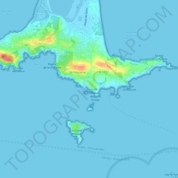Mappa topografica Port Auguier, altitudine, rilievo
