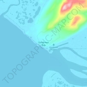 Mappa topografica Goodnews Bay, altitudine, rilievo