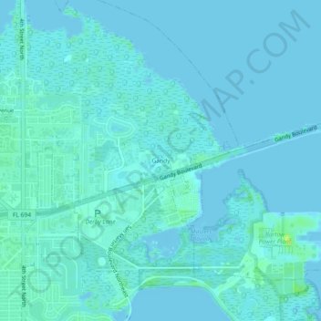 Mappa topografica Gandy, altitudine, rilievo