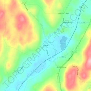 Mappa topografica Poolville, altitudine, rilievo