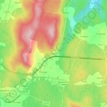 Mappa topografica Regalados, altitudine, rilievo