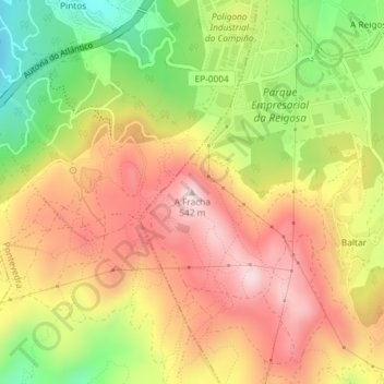 Mappa topografica A Fracha, altitudine, rilievo
