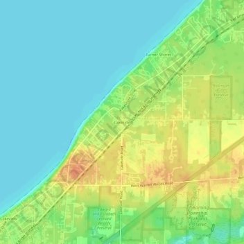 Mappa topografica Lakeside, altitudine, rilievo