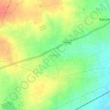 Mappa topografica Kaniyur, altitudine, rilievo