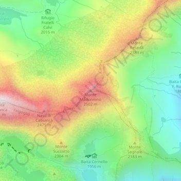 Mappa topografica Monte Madonnino, altitudine, rilievo