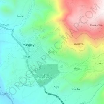 Mappa topografica Runtu, altitudine, rilievo