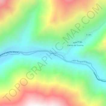 Mappa topografica Guanta, altitudine, rilievo