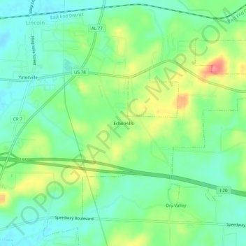 Mappa topografica Echo Hills, altitudine, rilievo