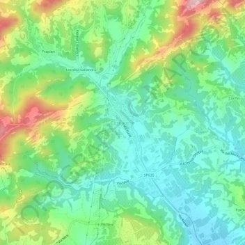 Mappa topografica Corbanese, altitudine, rilievo