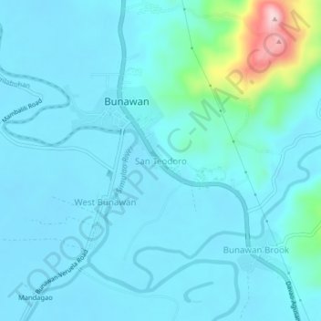 Mappa topografica San Teodoro, altitudine, rilievo