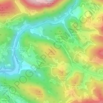 Mappa topografica Jesenik, altitudine, rilievo