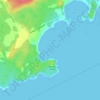Mappa topografica Seeleys Cove, altitudine, rilievo
