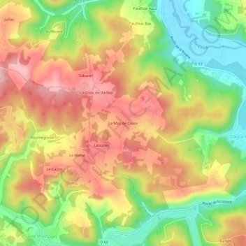 Mappa topografica Le Mas de Cause, altitudine, rilievo
