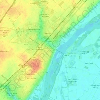 Mappa topografica Le Bourg, altitudine, rilievo