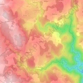 Mappa topografica Sentenac, altitudine, rilievo