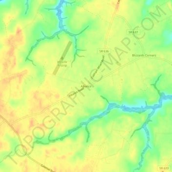 Mappa topografica Alliance, altitudine, rilievo