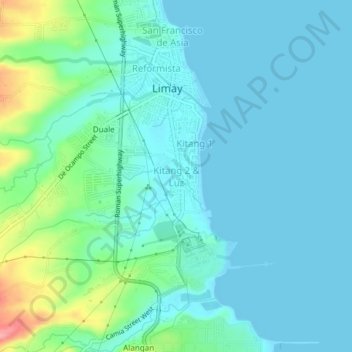 Mappa topografica Kitang 2 & Luz, altitudine, rilievo