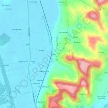 Mappa topografica Unet, altitudine, rilievo