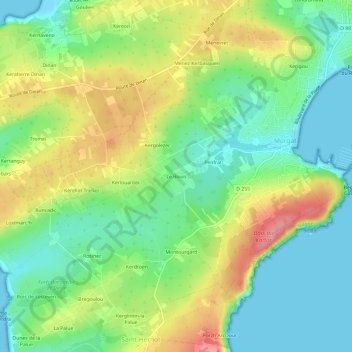 Mappa topografica Le Bouis, altitudine, rilievo