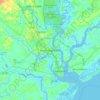 Mappa topografica North Charleston, altitudine, rilievo